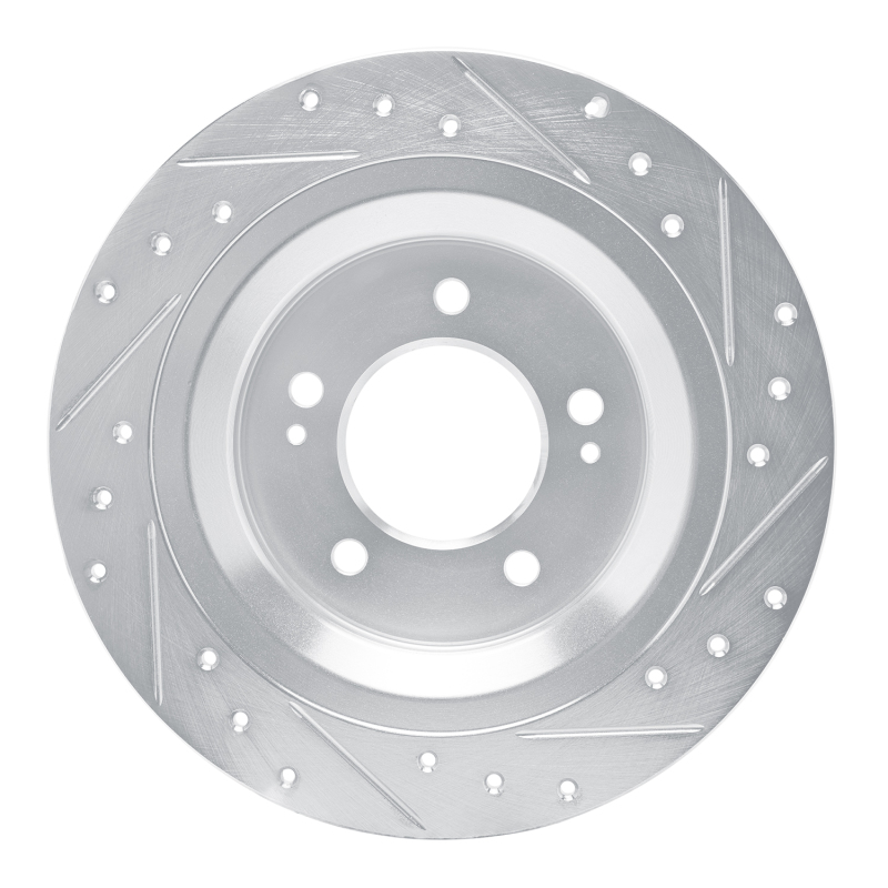 Hyundai Kona Brake Rotor (1) - Rear Left - R1 Concepts - Drilled & Slotted - Silver - `21-`25